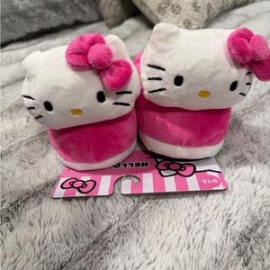 Hello Kitty Pink and White Plush Slippers